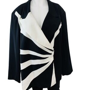 Donna Vinci Couture  Formal Beads Blazer Jacket Woman Sz 34 Black White Classic